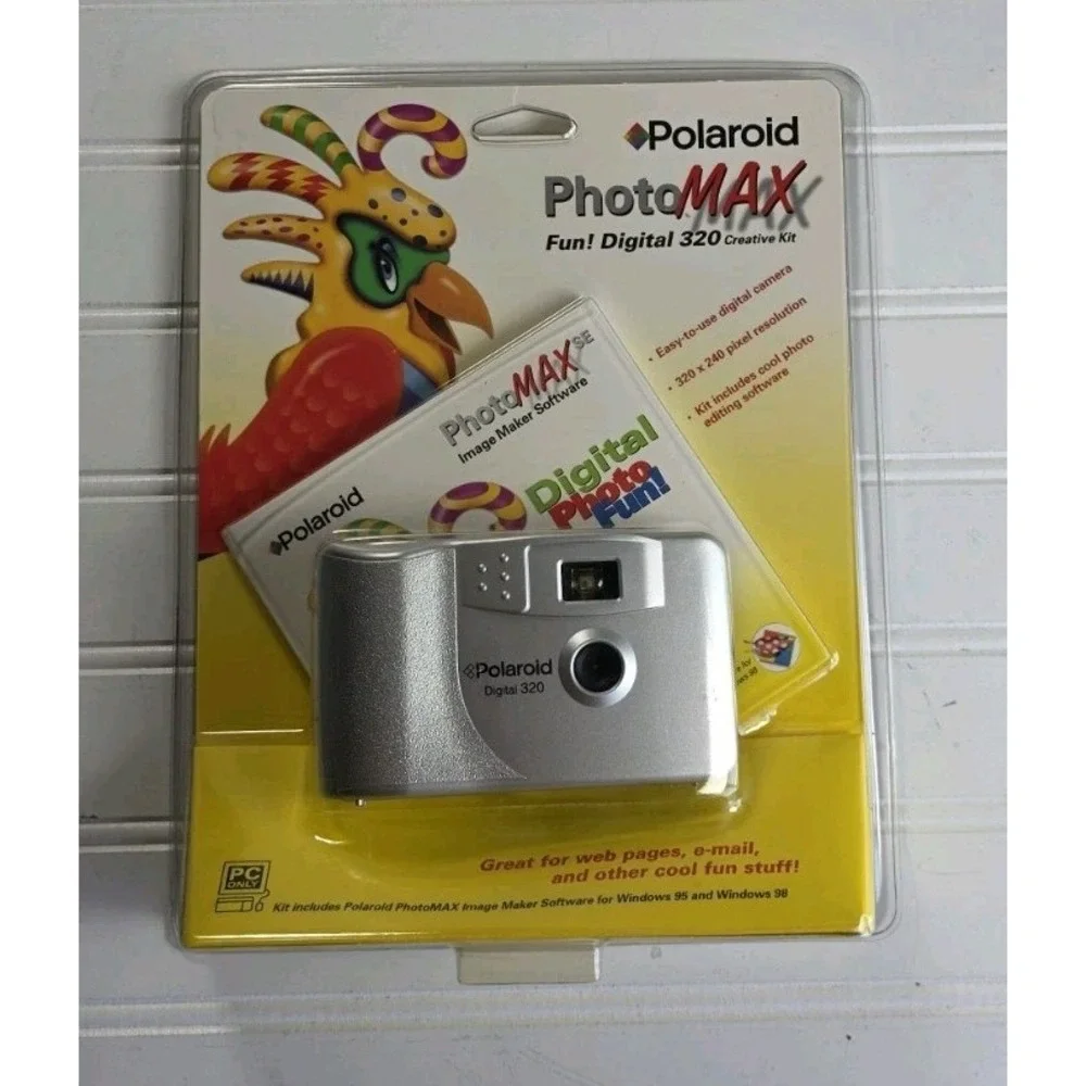 1998 Polaroid PhotoMAX Fun Digital Camera 320 Creative Kit 320x240 Pixel SEALED